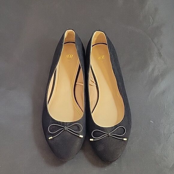 BRAND NEW H&M FAUX-SUEDE BOWKNOT BALLERINA SLIP-ON WOMEN"S FLAT SHOE - Picture 2 of 12